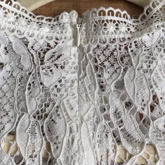 Amazon Tobrief Sheer Lace  Peplum Blouse White - Picture 8 of 10